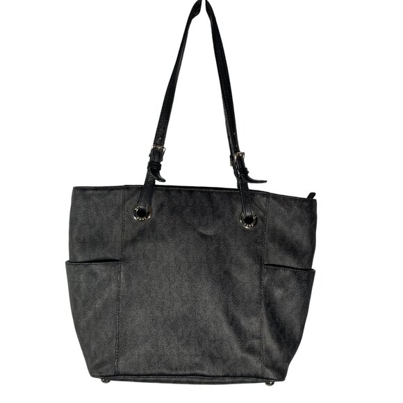 Michael Michael Kors Black Monogram Tote Bag With Two Outer Pockets three compar - Picture 1 of 15
